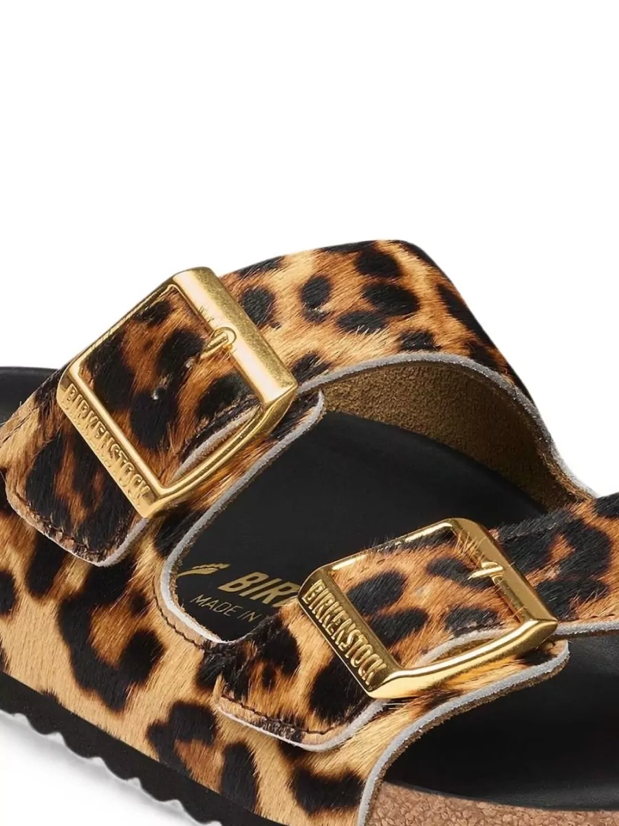 Birkenstock Calf Hair Leopard-Print Slides