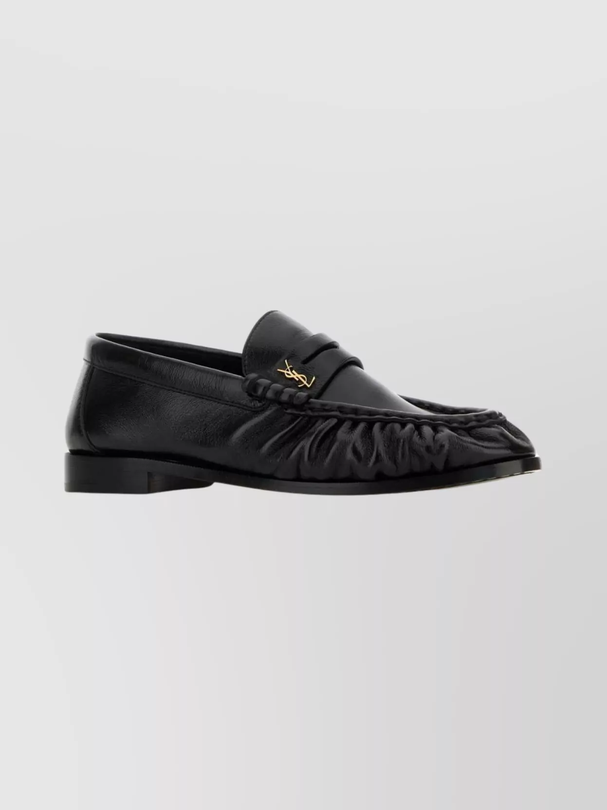 Saint Laurent Nappa Leather Loafers Featuring Ruched Detailing In Black