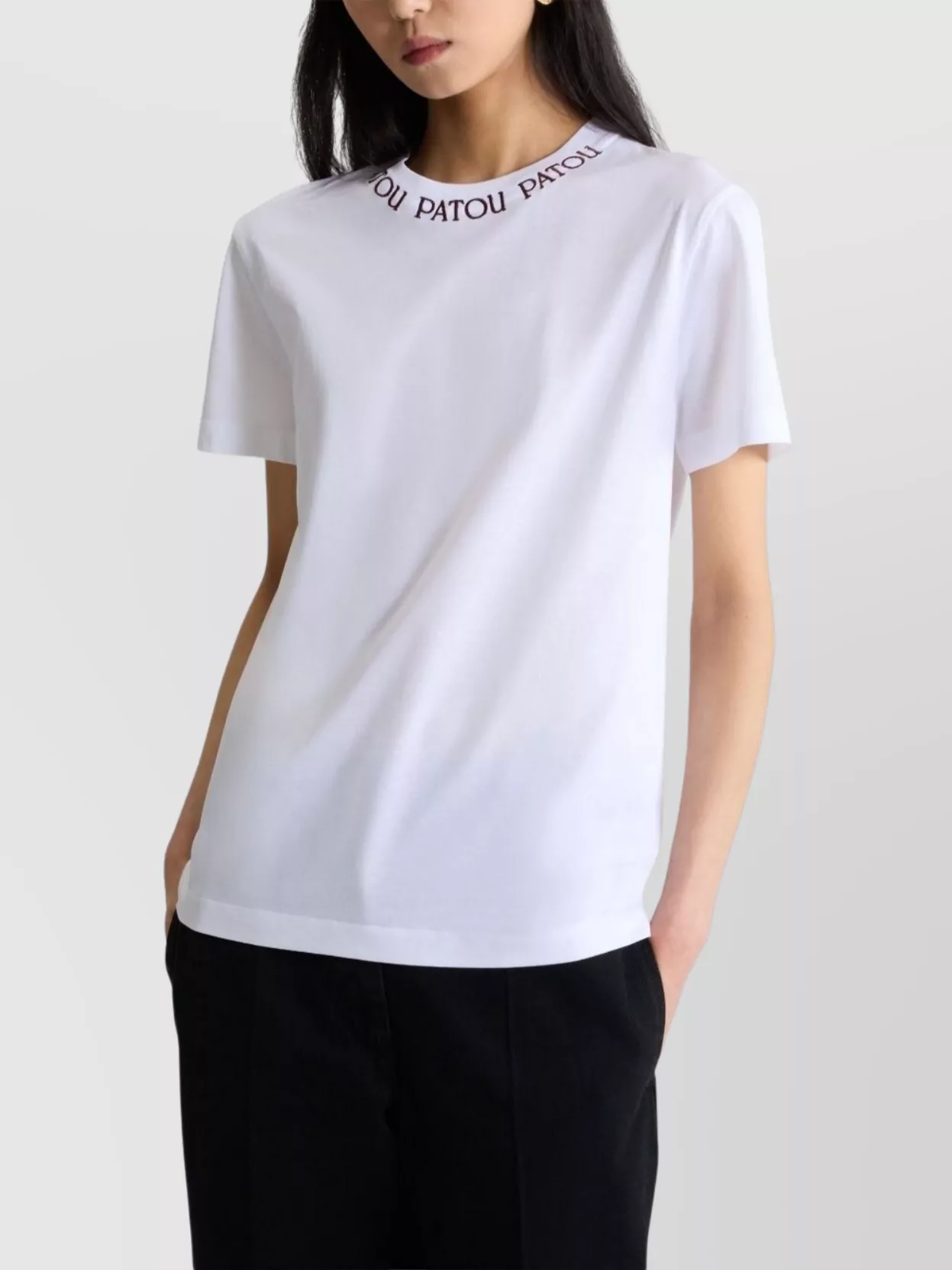 Patou Short Sleeve T-Shirt Embroidered Collar