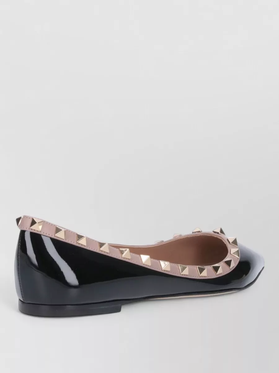 Valentino Ballerina Shoes Pointed Toe Patent Studs In Black