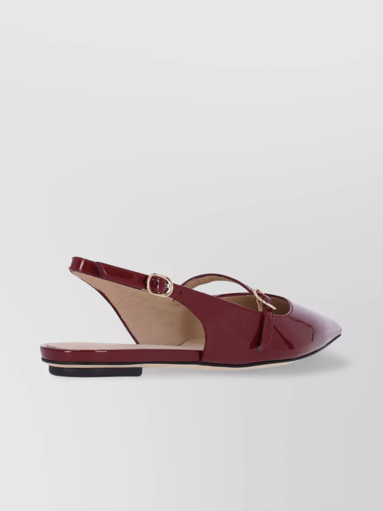 Stuart Weitzman Buckle Patent Pointed Toe Ballerina Flats