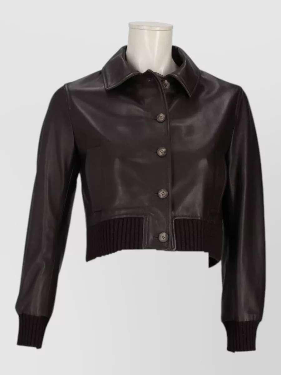 La Rose Leather cropped jacket