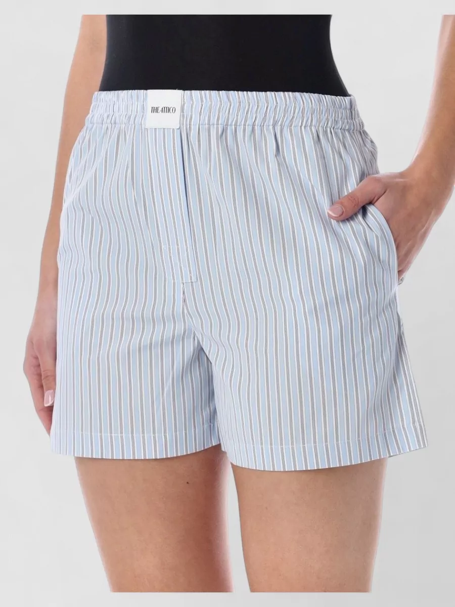The Attico Striped Poplin Shorts Elastic Waistband
