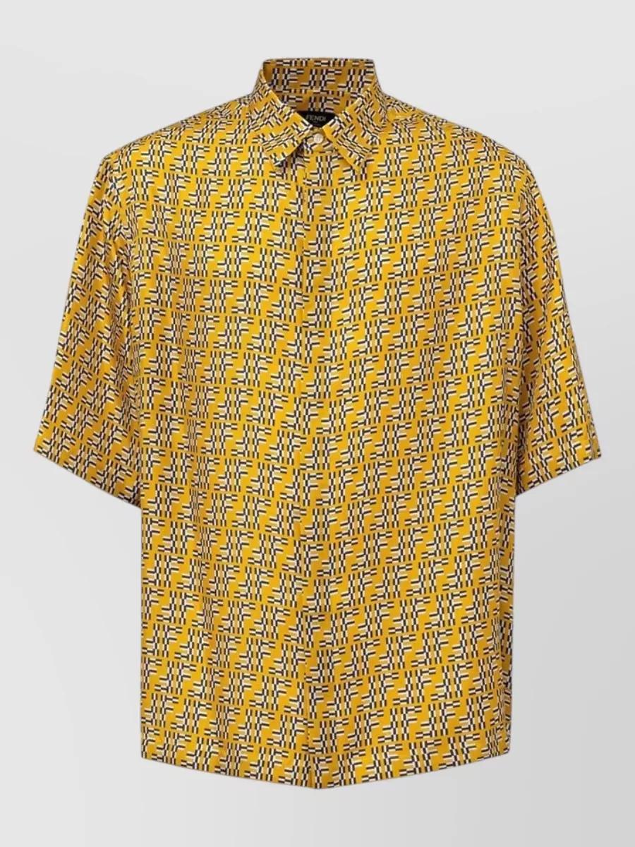 Fendi silk short-sleeve printed shirt