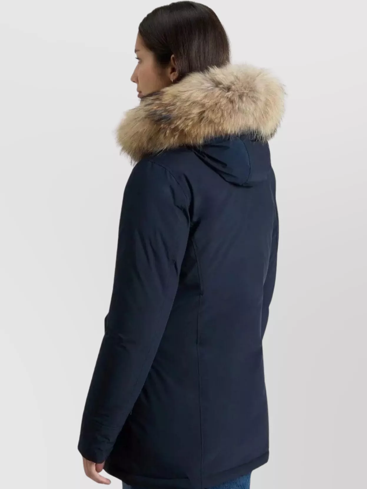 Woolrich Hooded Fur Trim Quilted Long Length Jacket