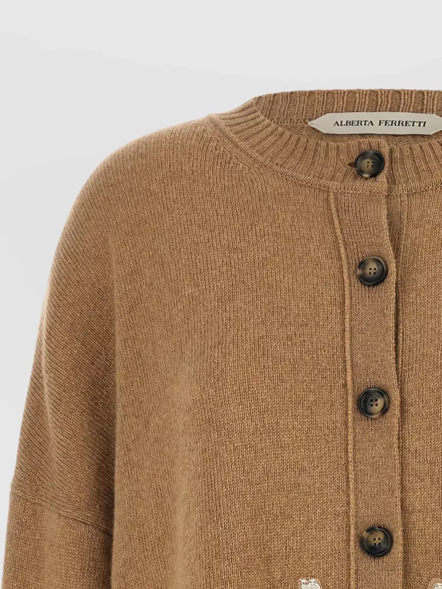Alberta Ferretti Cashmere Lace Insert Cardigan