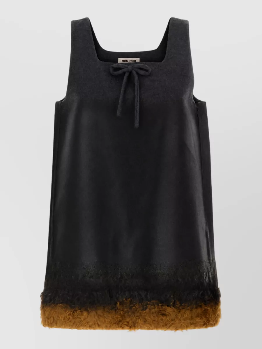 Miu Miu Wool blend mini dress bow detail
