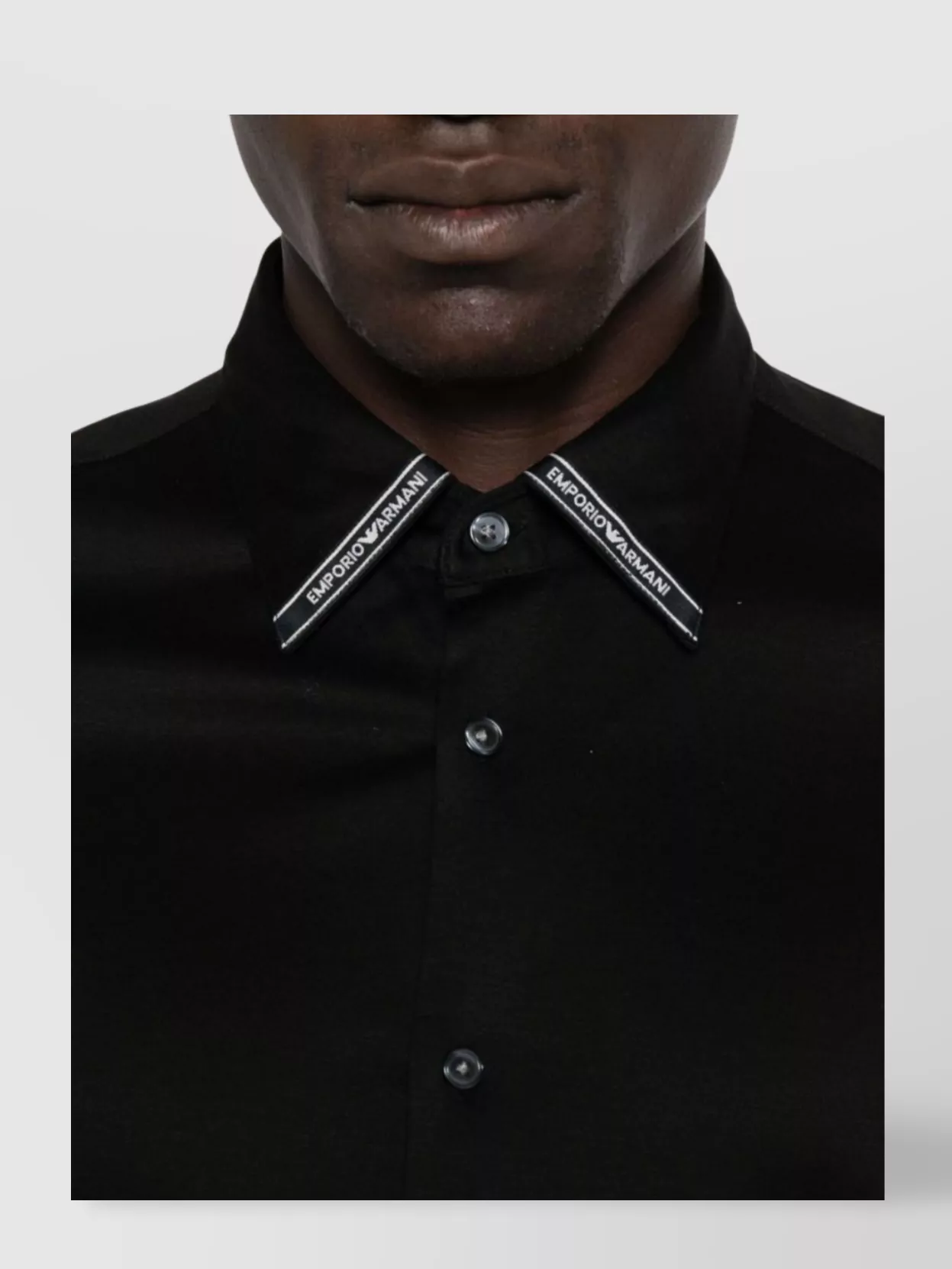 Emporio Armani Collared Neck Cotton Shirt With Yoke Detail