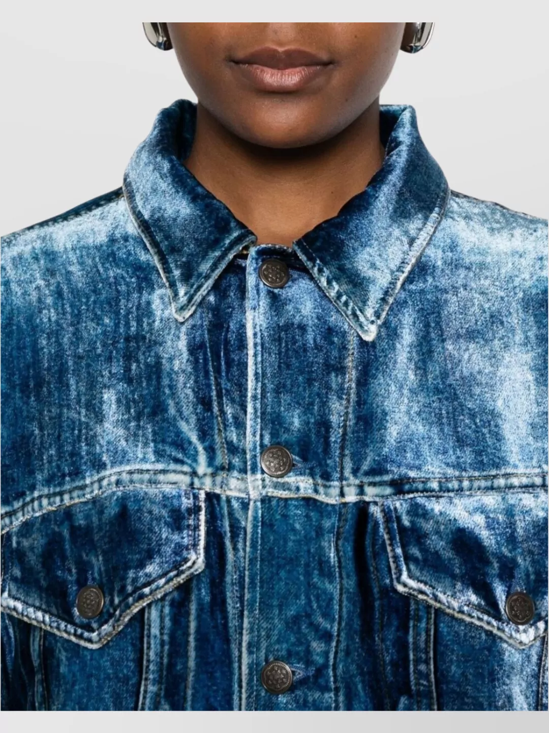 Pierre Louise Mascia Denim Jacket With Flap Pockets And Long Sleeves