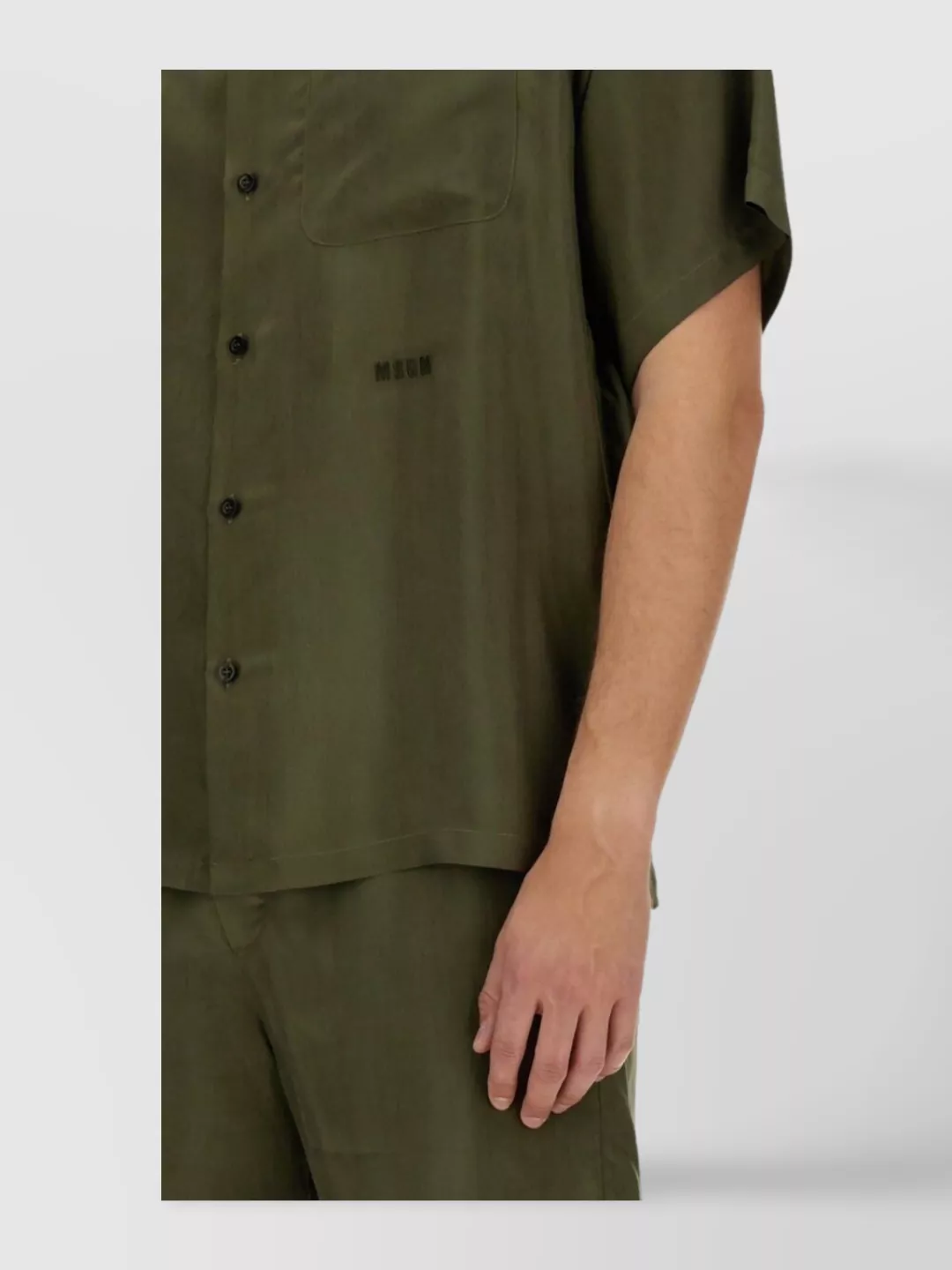 Msgm Logo Embroidered Shirt Featuring Pocket