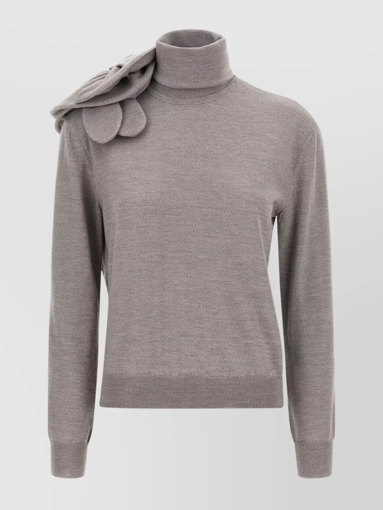 Moschino Floral Design Knit Sweater Turtleneck In Gray