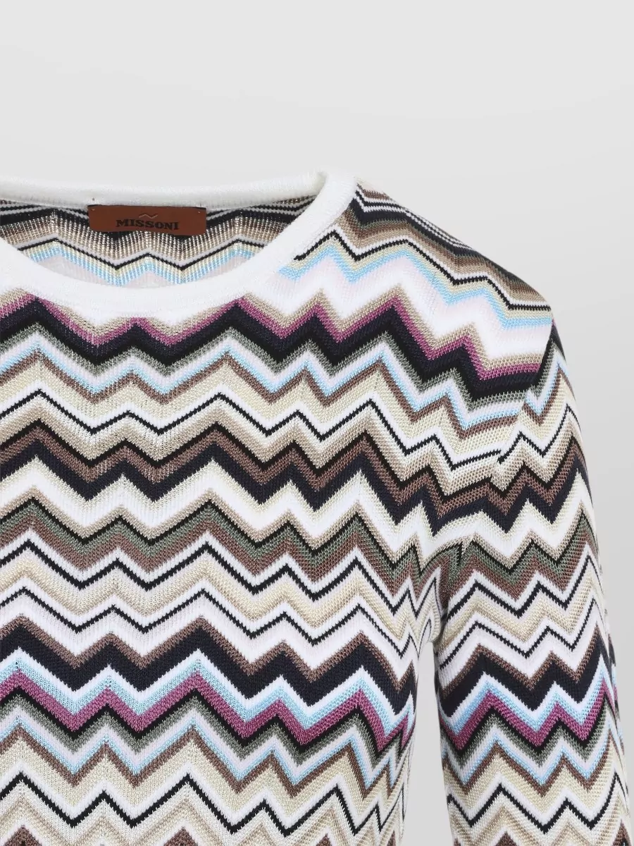 Missoni Metallic Zigzag Knit Long-Sleeve Maxi Dress