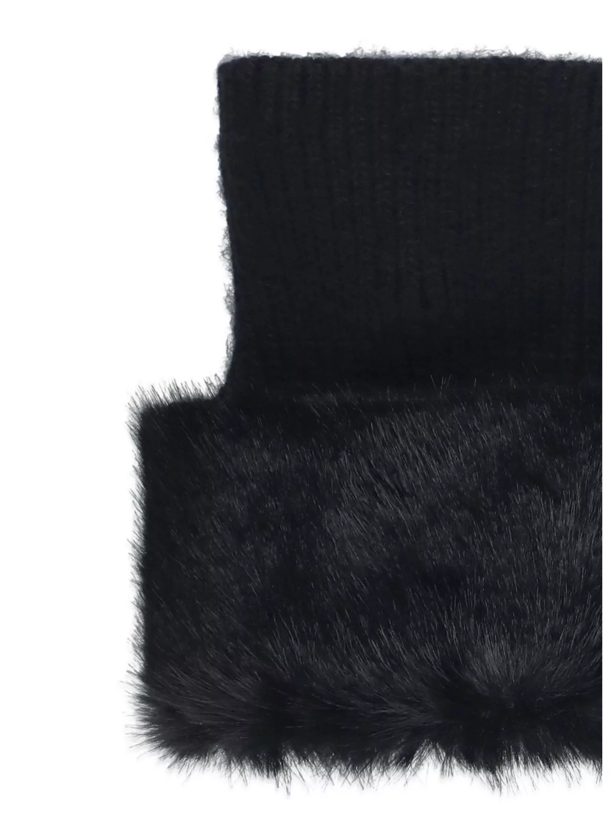 Coccinelle Ribbed Fingerless Gloves With Eco Fur Detail