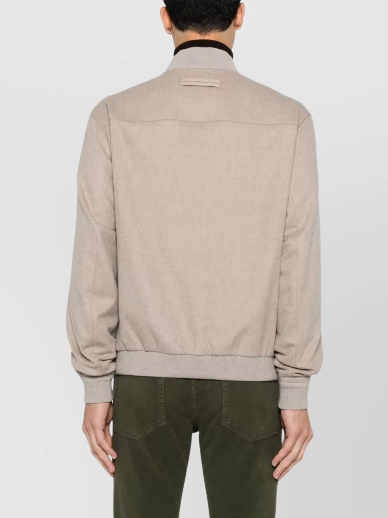 Zegna High Collar Jacket With Ribbed Cuffs And Hem