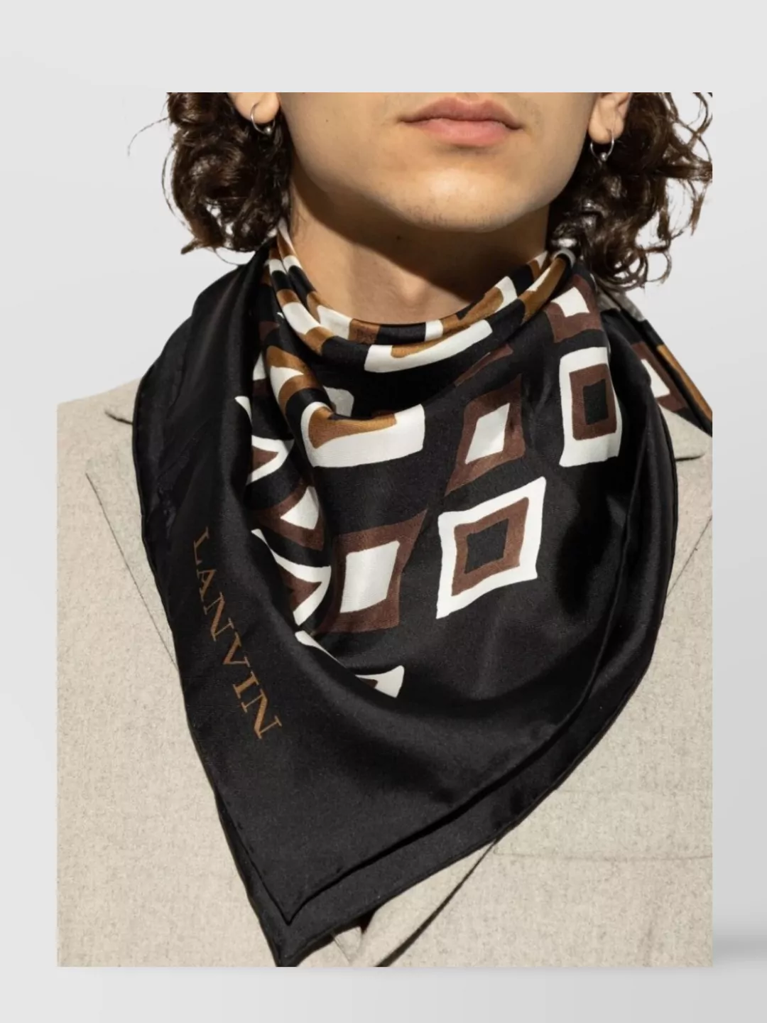 Lanvin Geometric Patterned Soft Texture Scarf