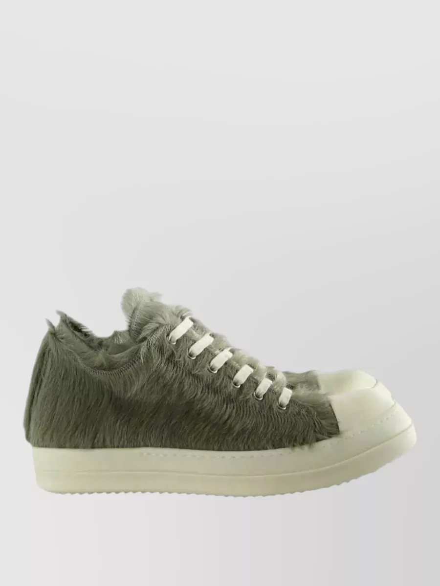 Rick Owens Hair-On Leather Low-Top Sneakers