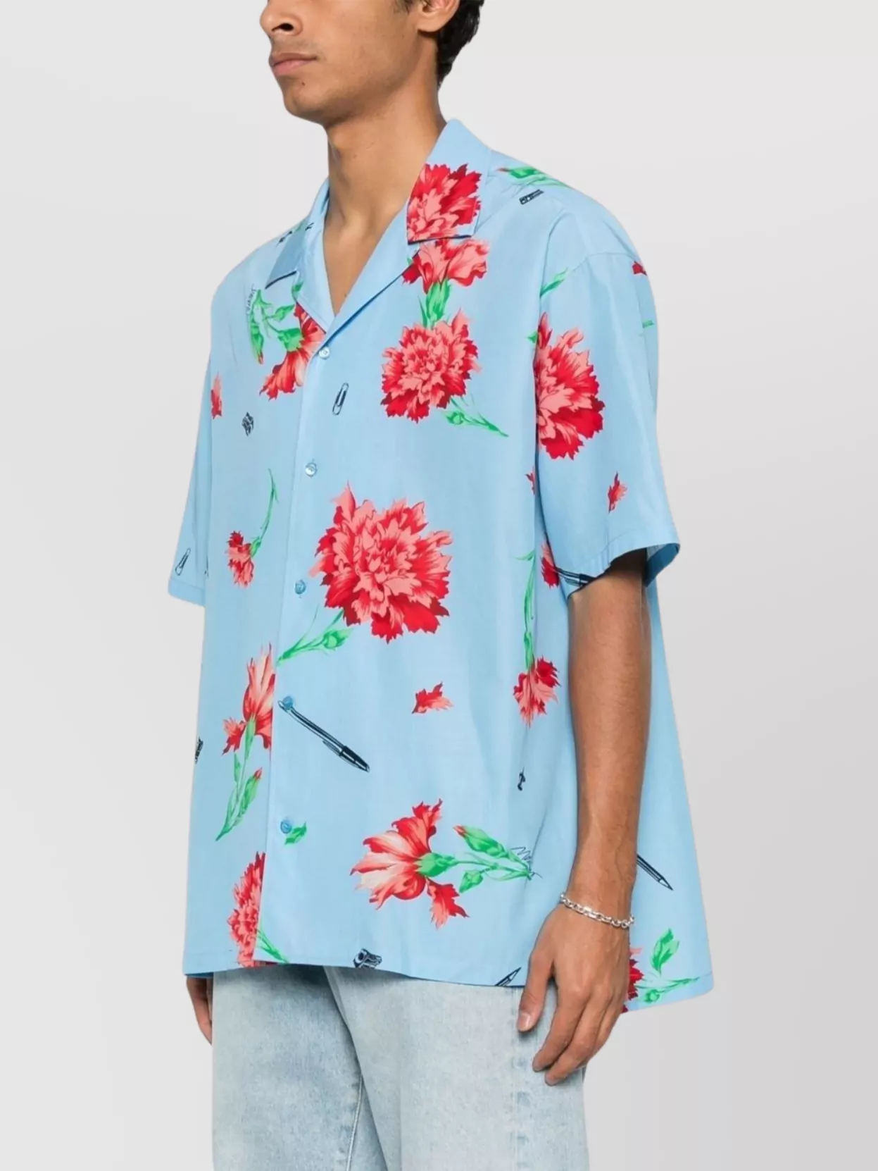 Moschino Relaxed Fit Floral Print Camp Collar Shirt