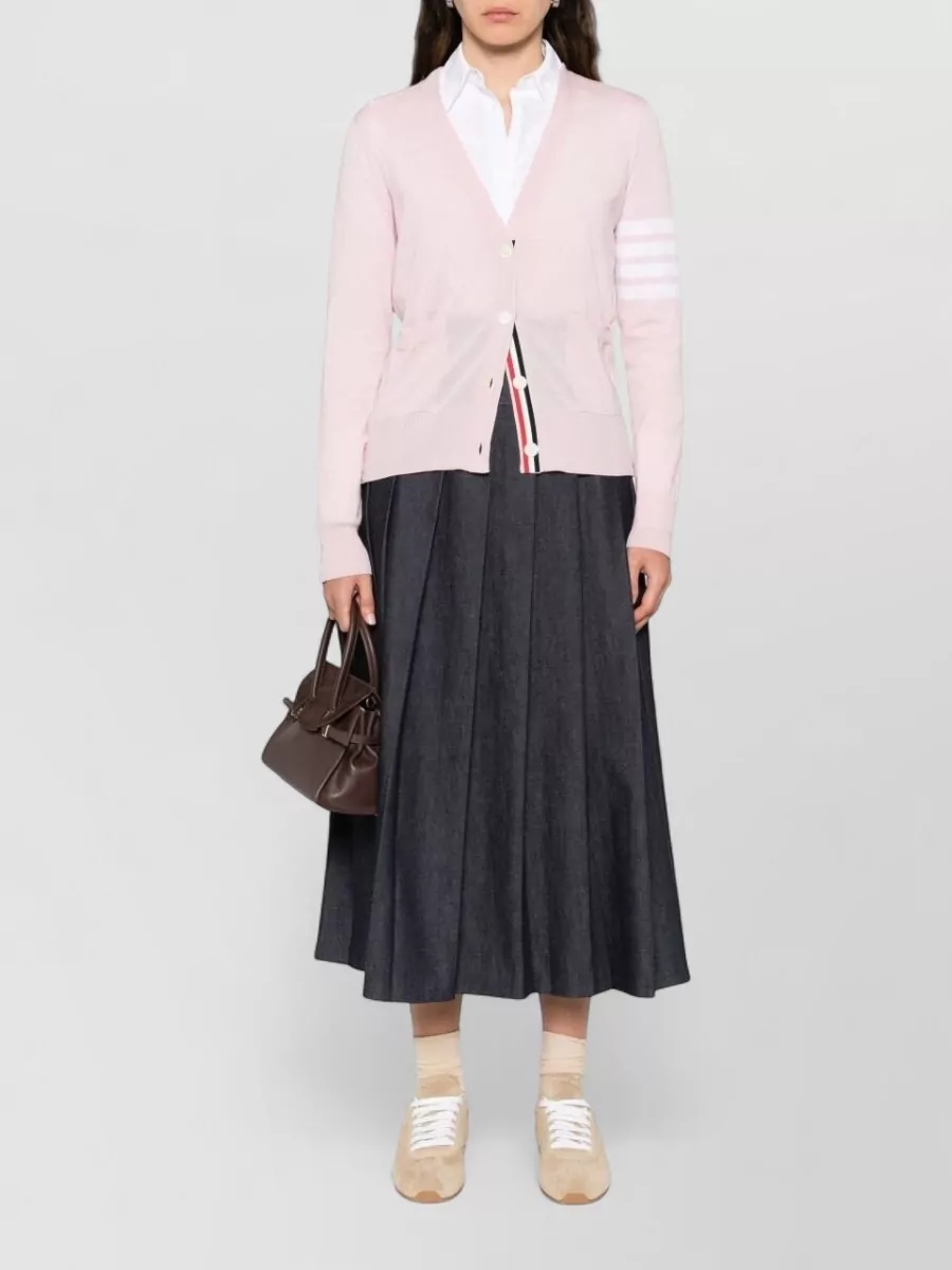 Thom Browne Striped V-Neck Long Sleeve Cardigan