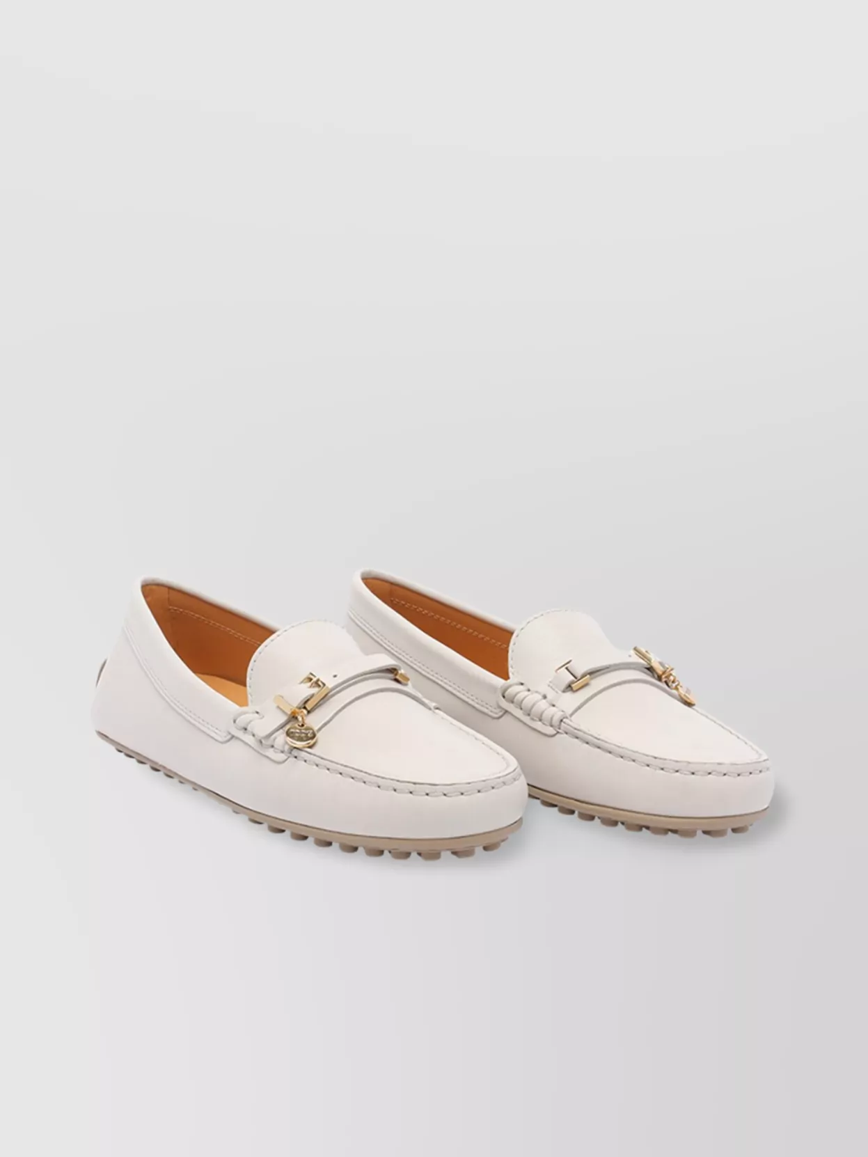 Tod's Leather Loafers With Round Toe And Rubber Sole