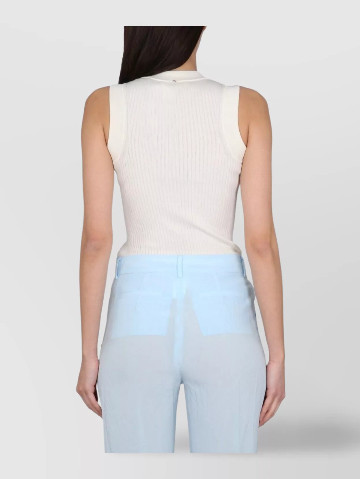 Max Mara Sleeveless Ribbed Cotton Tank Top