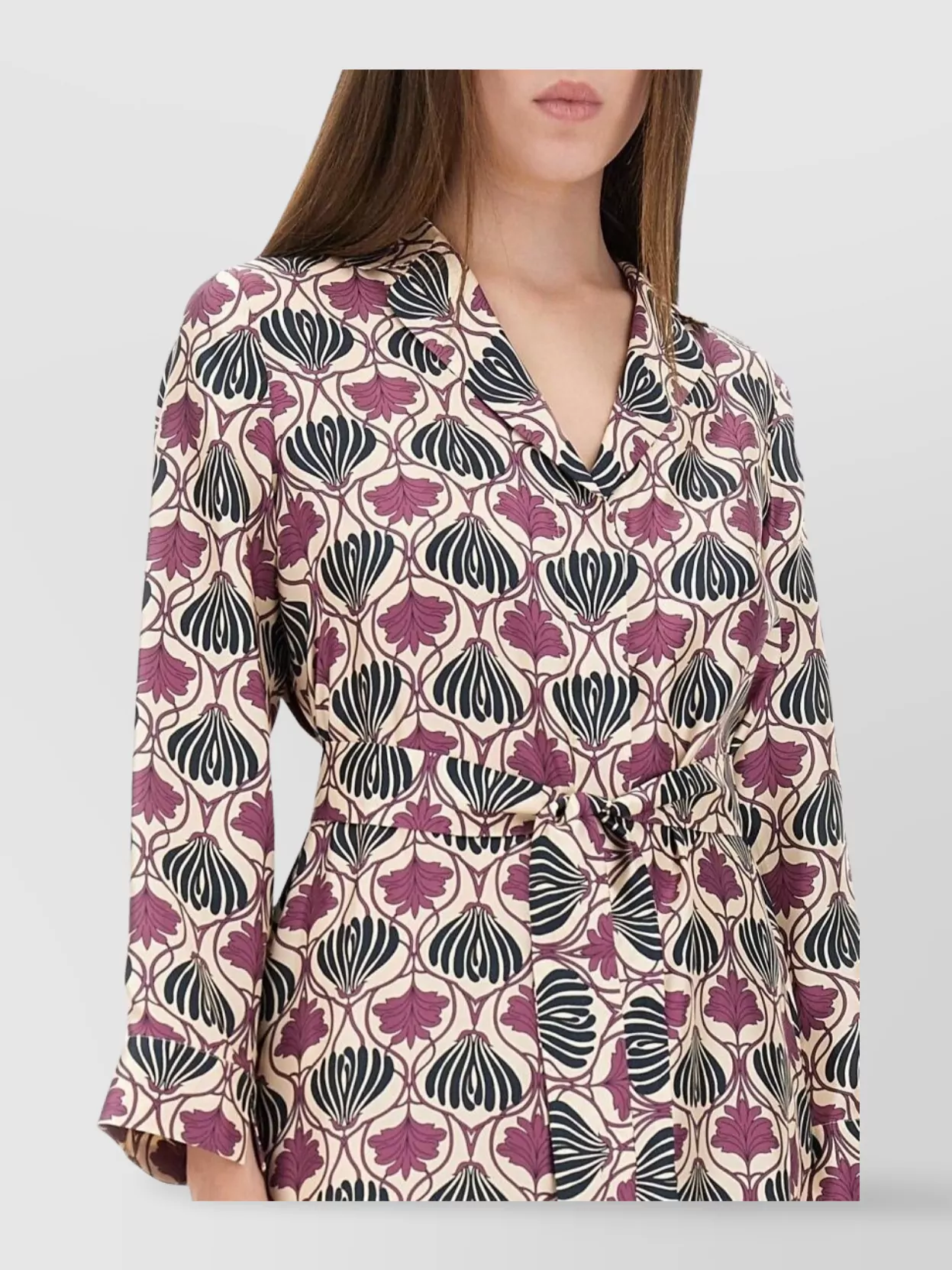 S Max Mara Printed Midi Dress Belted Waist