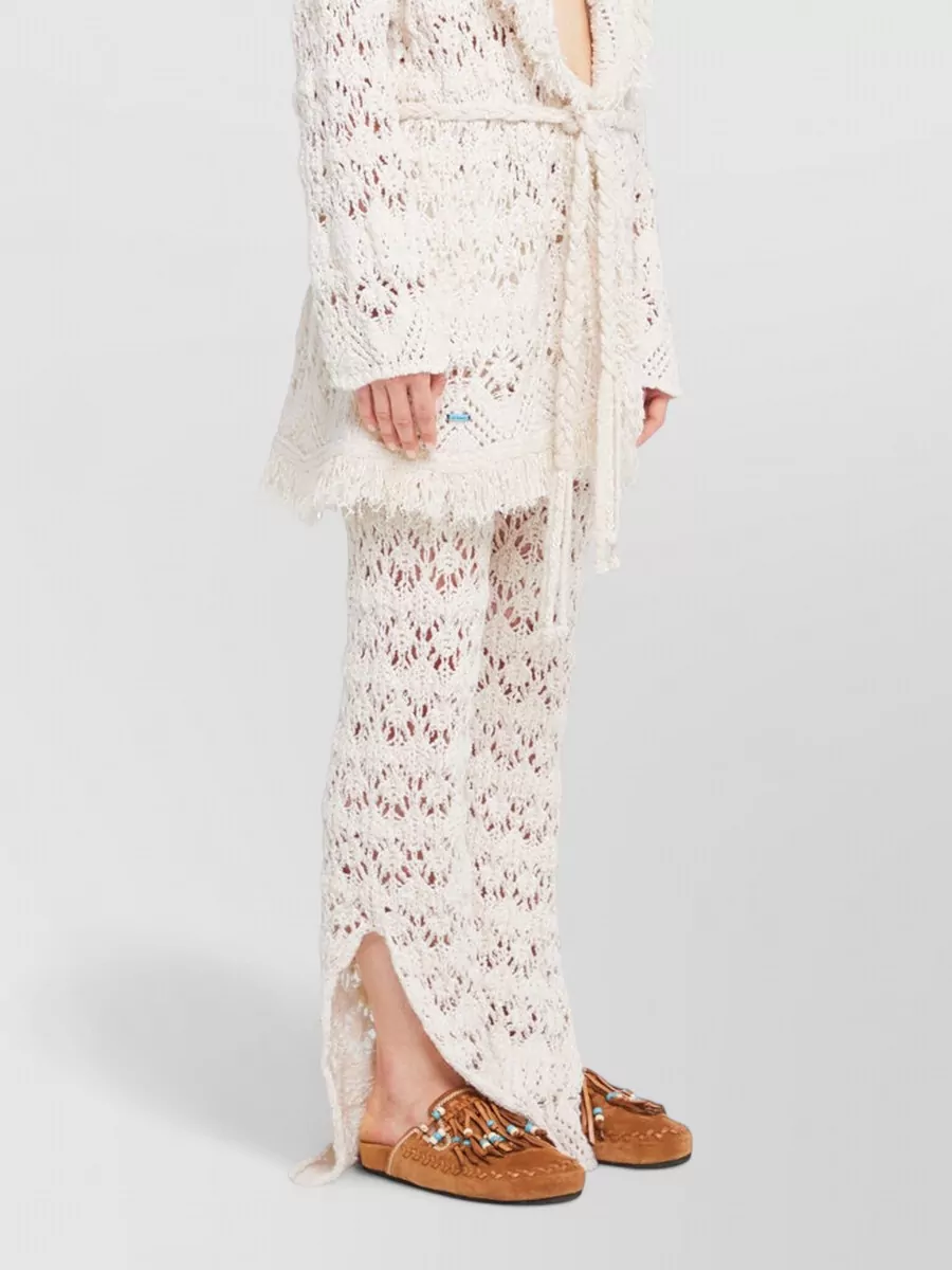 Alanui Cotton Open Knit Fringed Cardigan