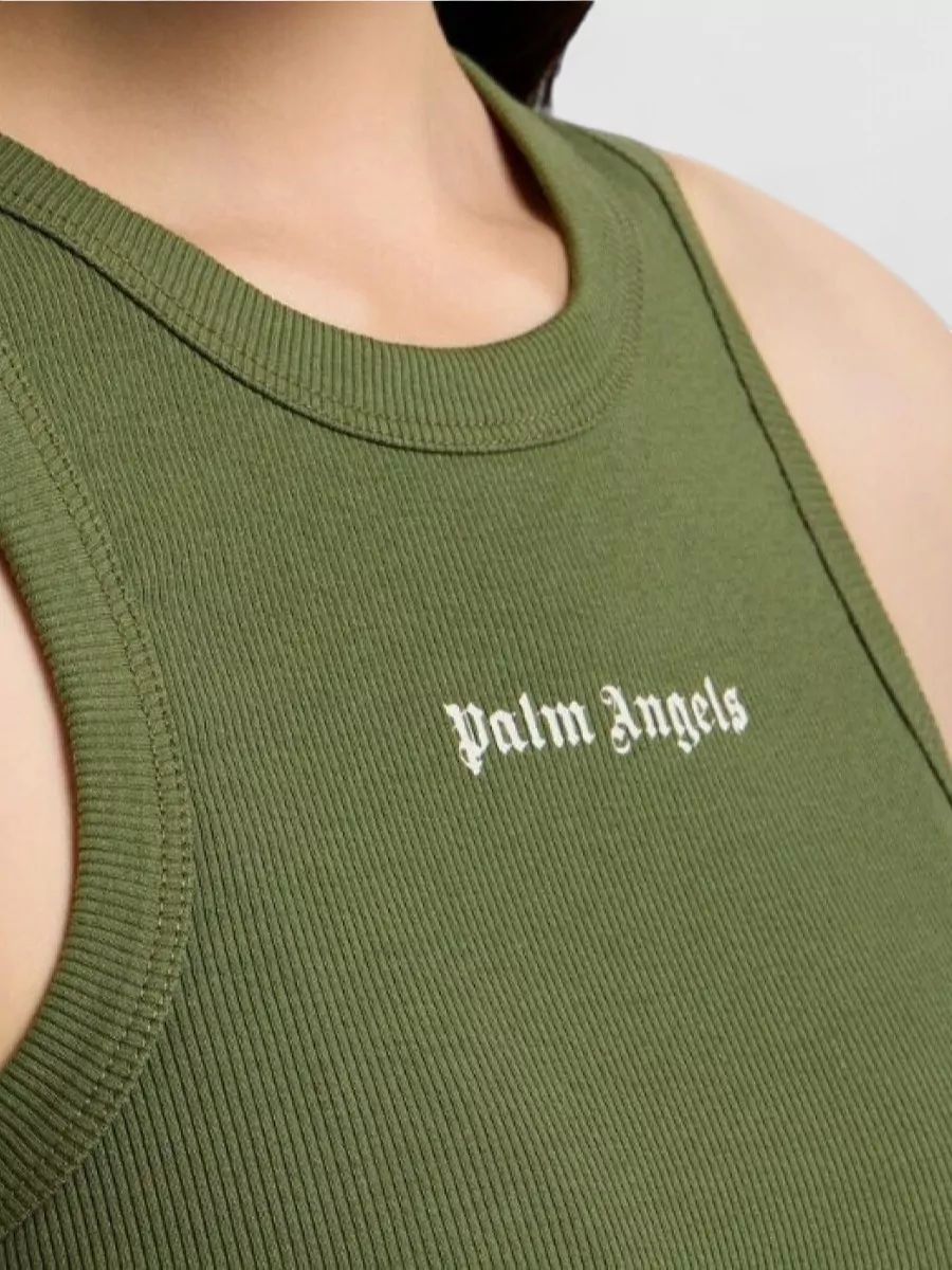 Palm Angels Logo-Print Fitted Tank Top