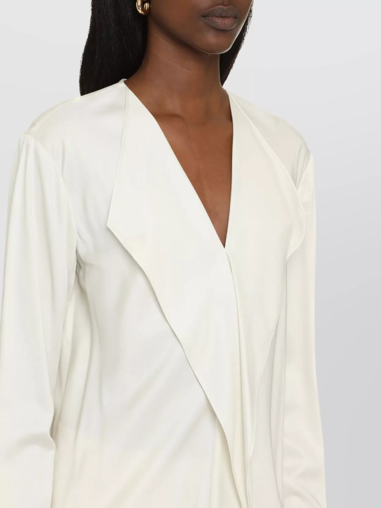 Shop Calvin Klein V-neck Blouse With Buttoned Cuffs And Draped Front