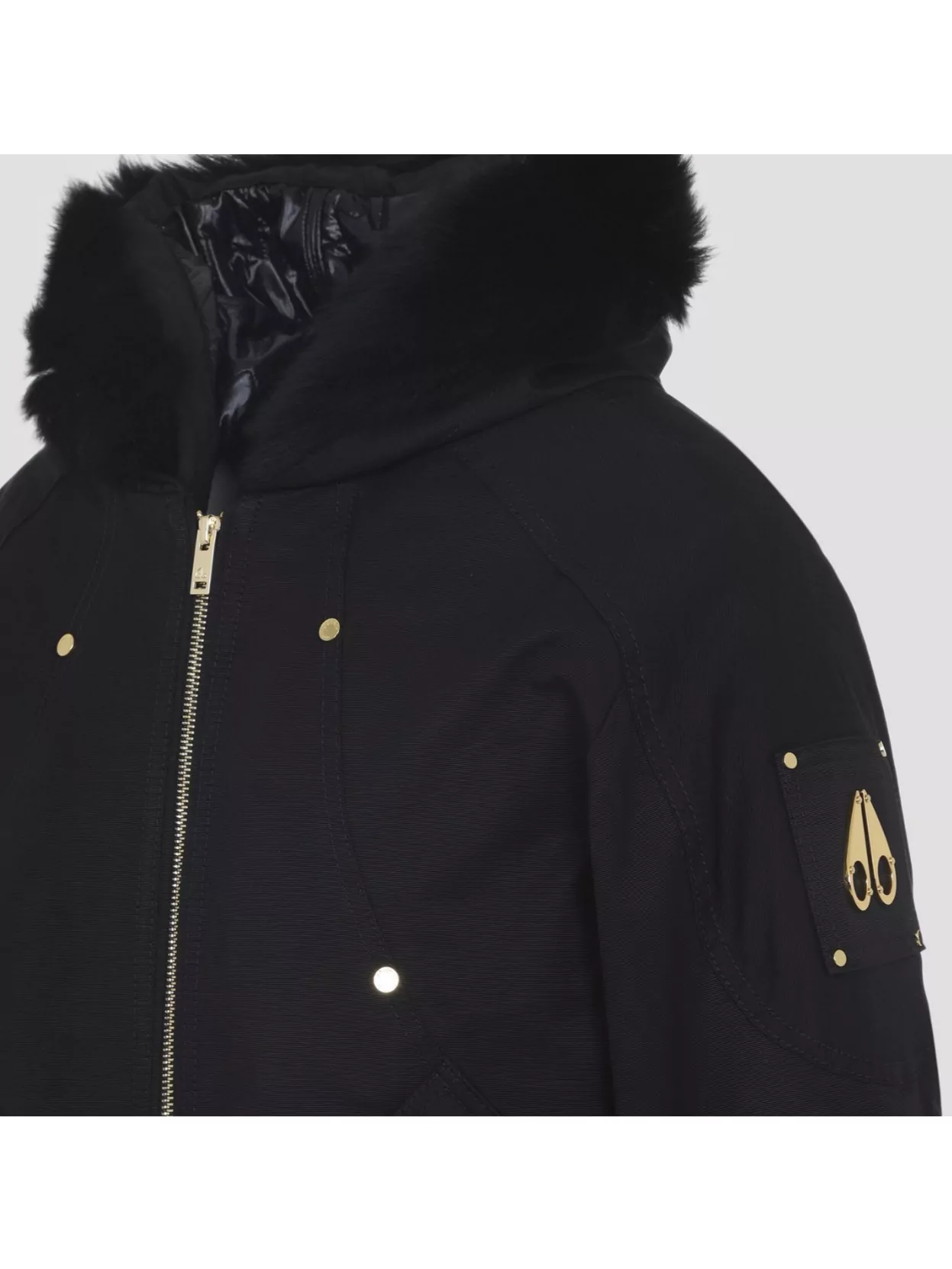Moose Knuckles Hooded Bomber Jacket Fur Trim