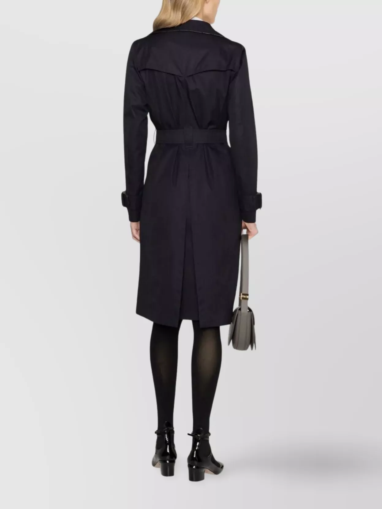 Herno Waist Belted Double-breasted Long Coat In Blue