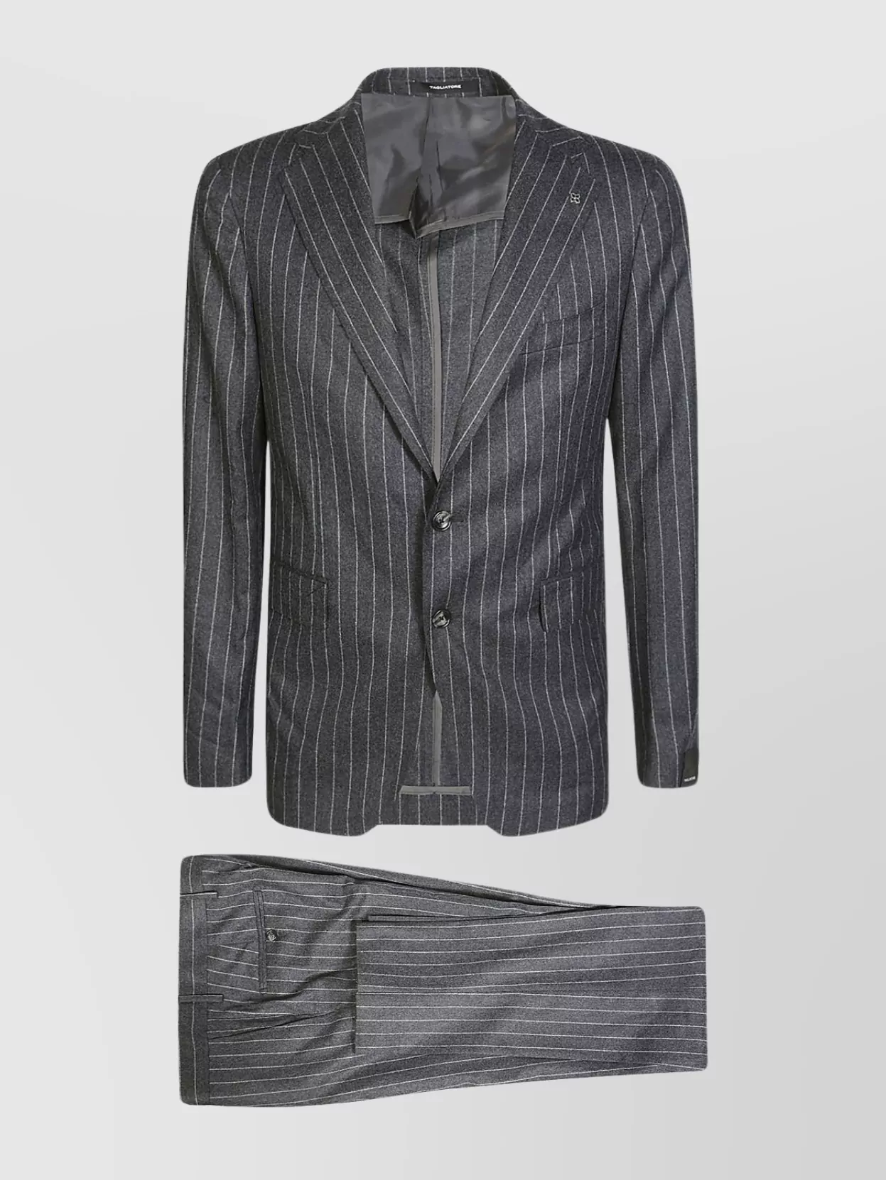 Shop Tagliatore Pinstripe Vesuvio Suit Flap Pockets