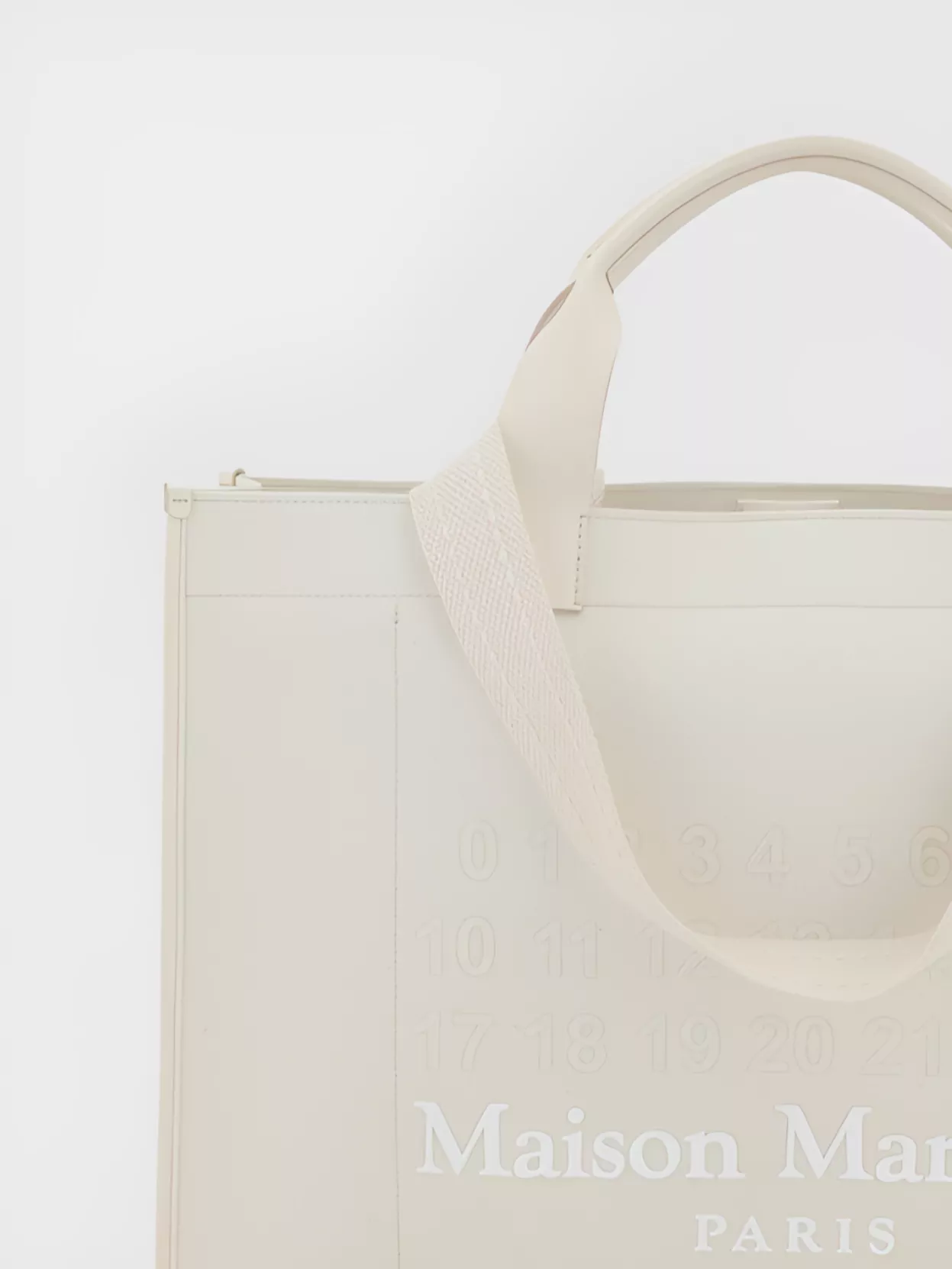 Maison Margiela Cotton Tote Bag Leather Handles In White