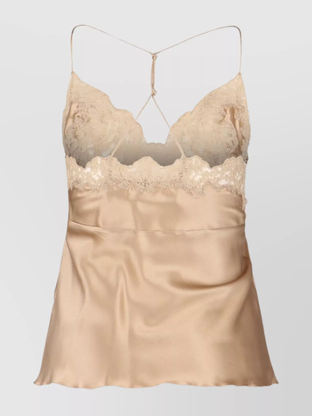 Ermanno Scervino Sleeved Top With Lace And Satin In Neutral