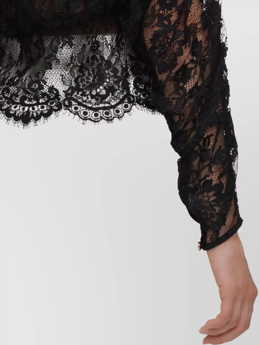 Self-Portrait Lace High Neck Long Sleeve Blouse