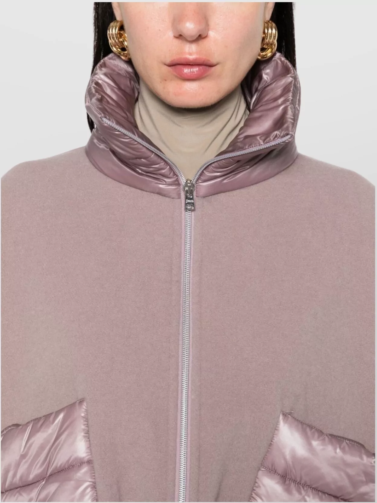 Herno Neck Sleeve Collar Hem Fleece Panels Pockets
