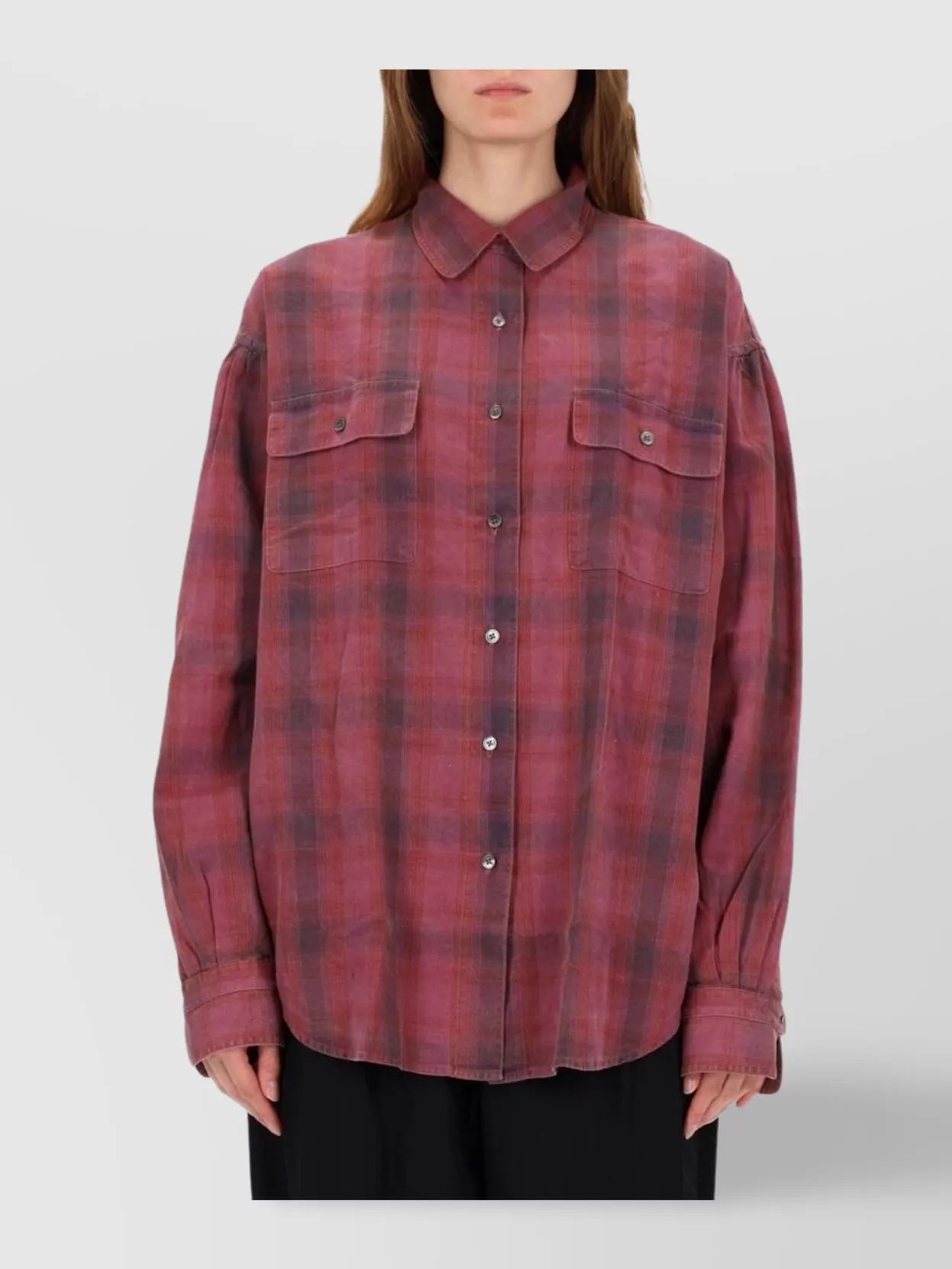 Our Legacy Long Sleeve Collared Plaid Top With Pockets