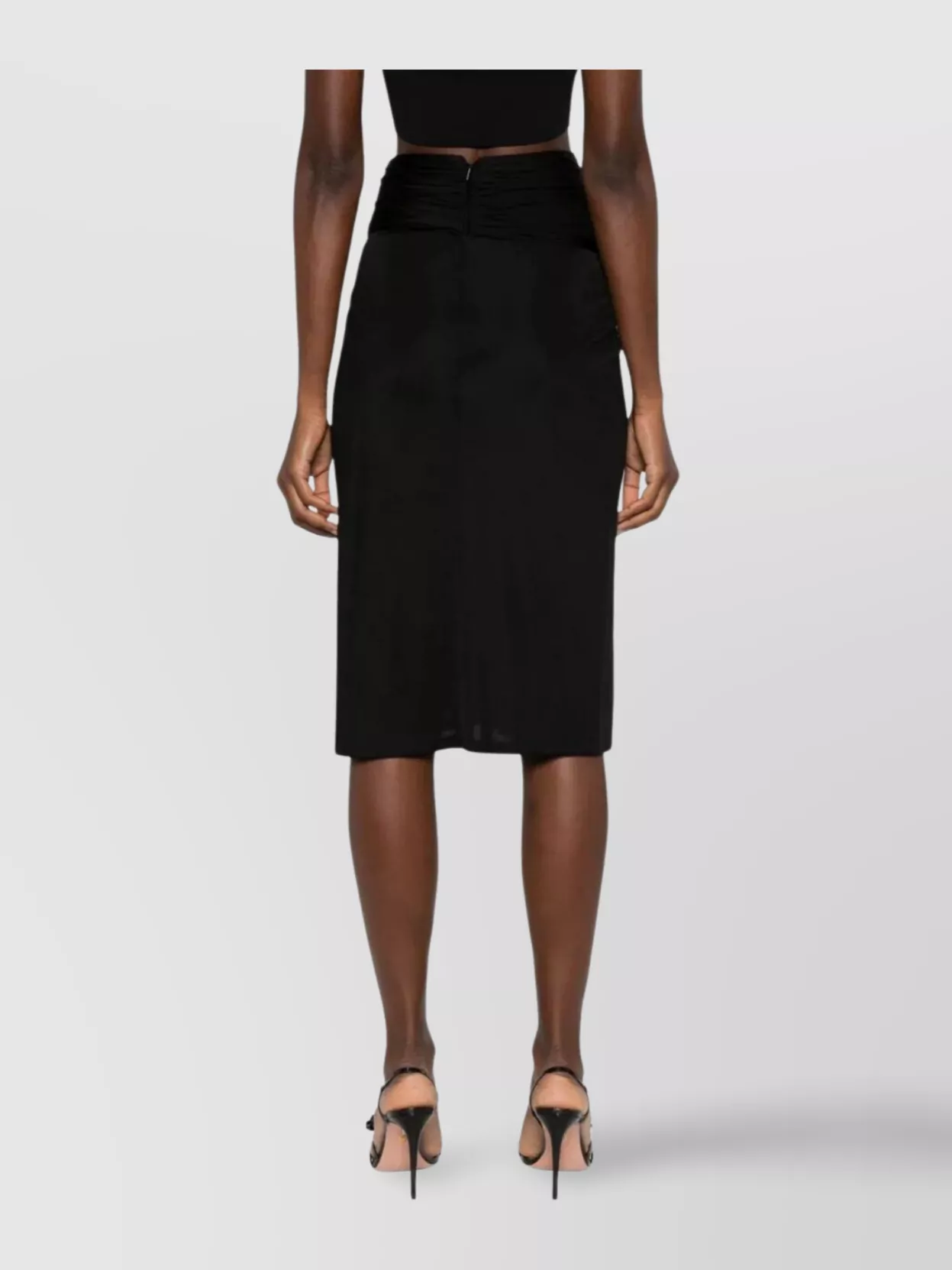 Saint Laurent Draped Pencil Skirt Featuring Ruched Detailing