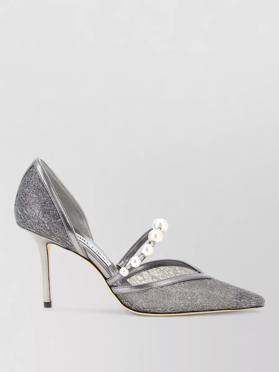 Jimmy Choo Glittered Pearl-Embellished Pumps