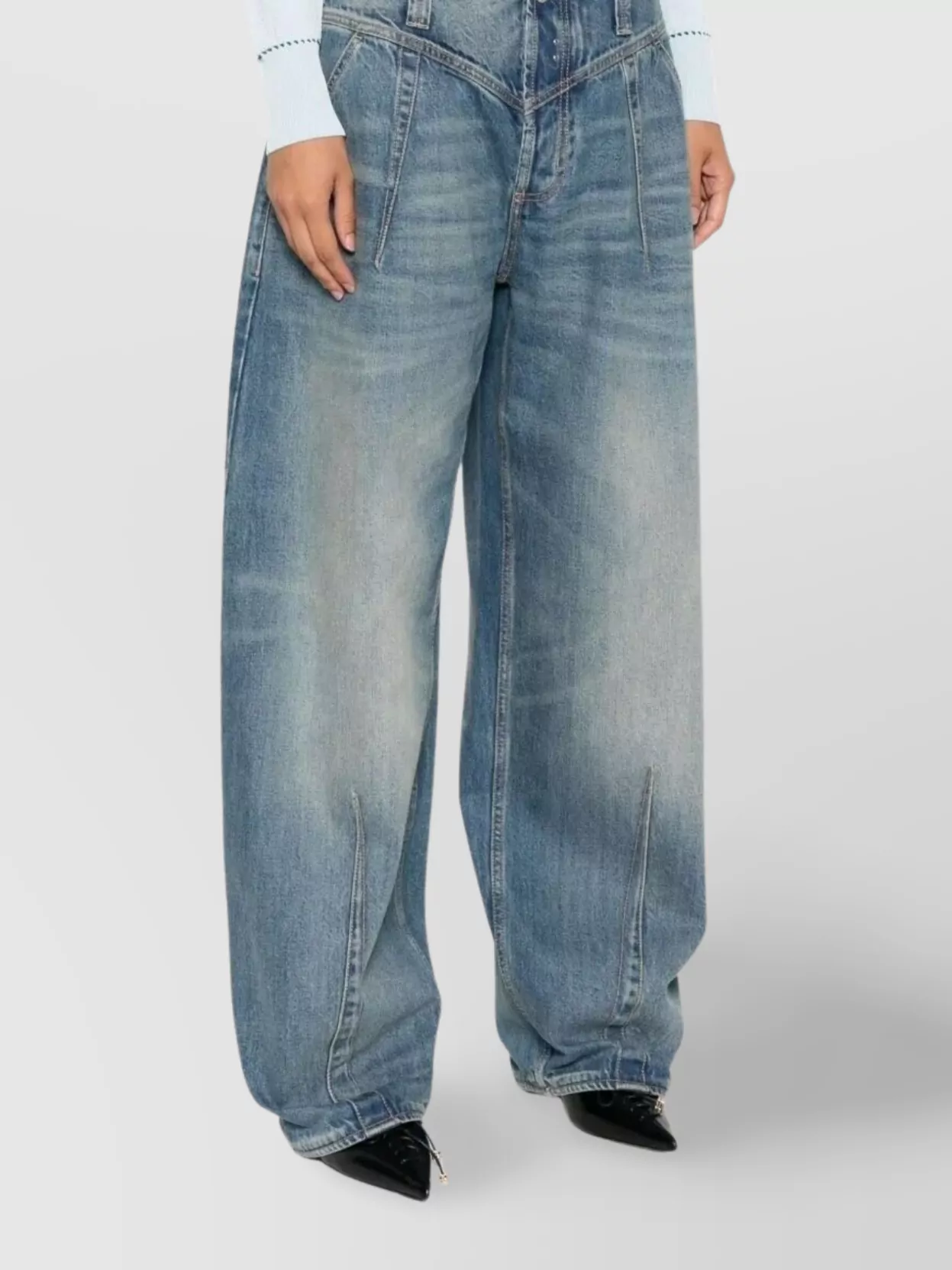 Alexander Mcqueen Wide-Leg Denim Trousers Featuring Faded Effect