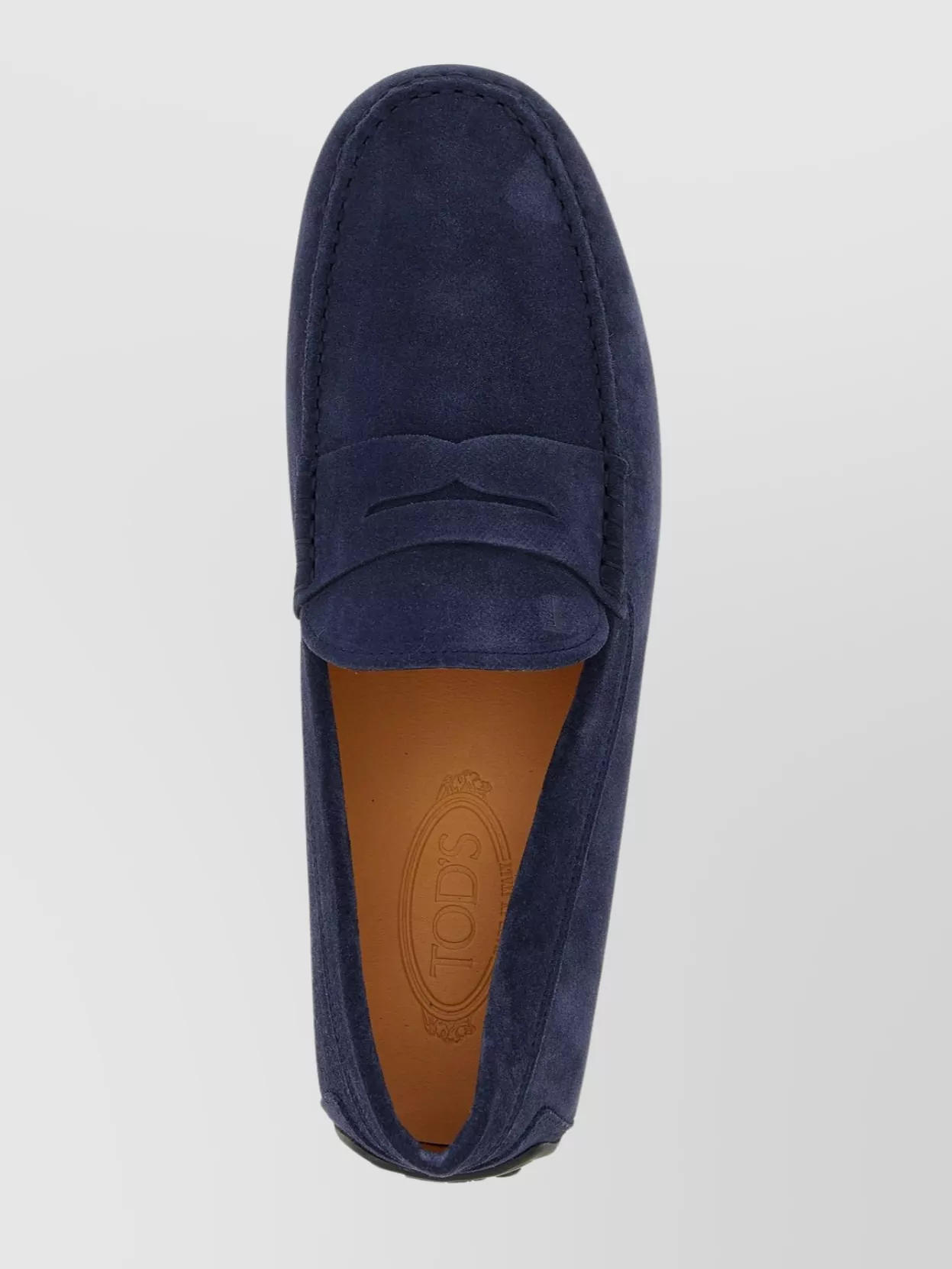 Tod's Round Toe Suede Loafers With Rubber Sole