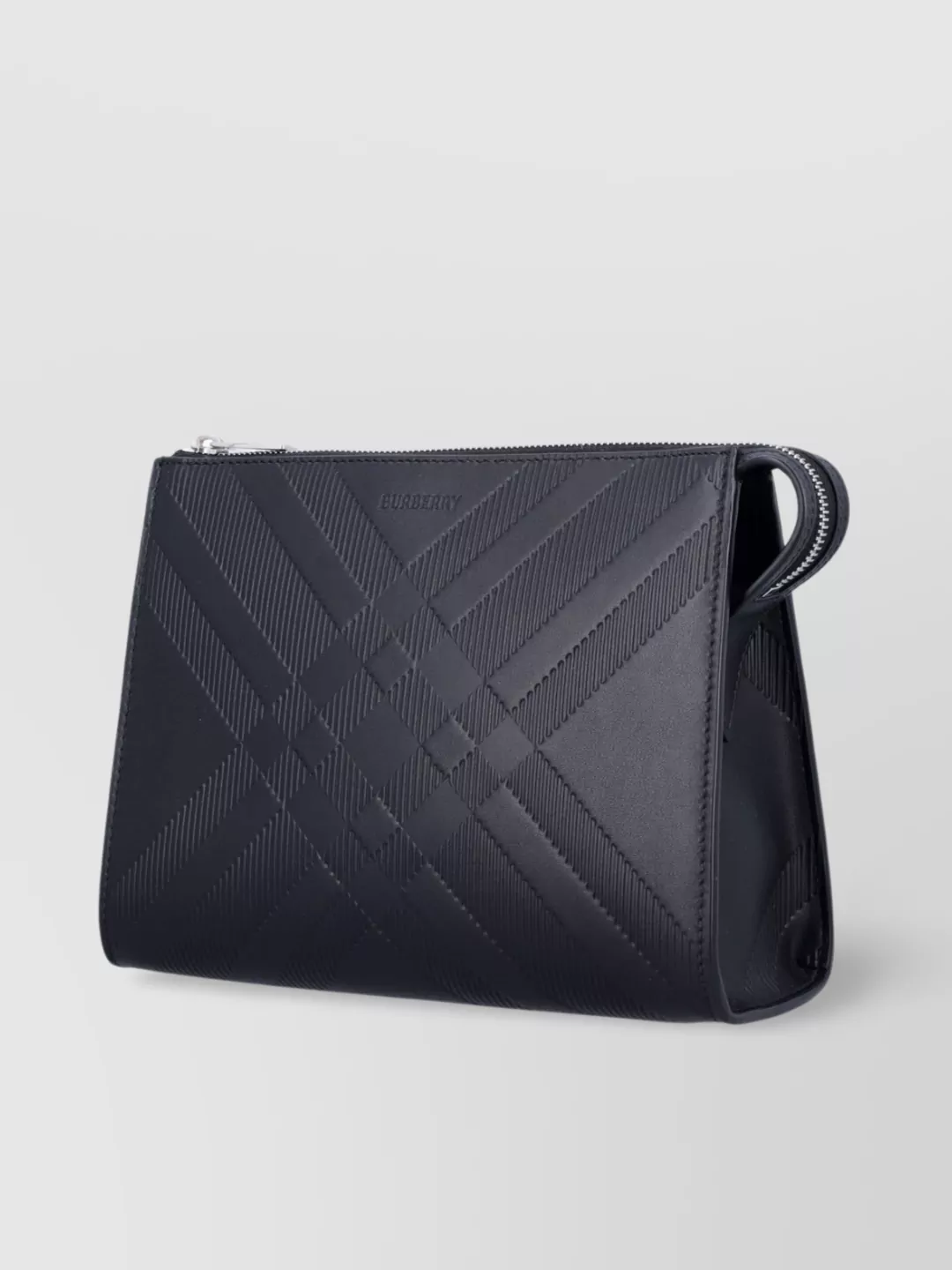 Burberry Check Leather Wrist Strap Clutch Bag