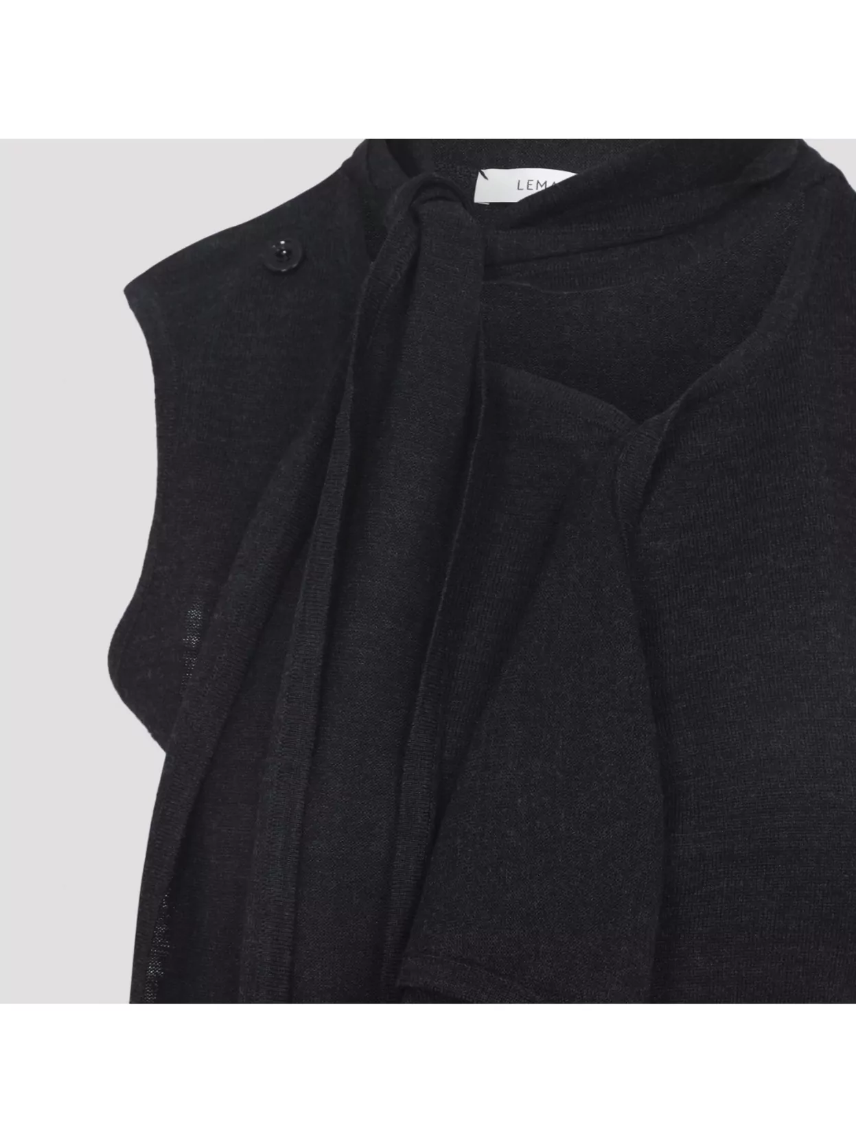 Lemaire Anthracite Grey Wool Asymmetrical Sleeveless Cardigan In Black