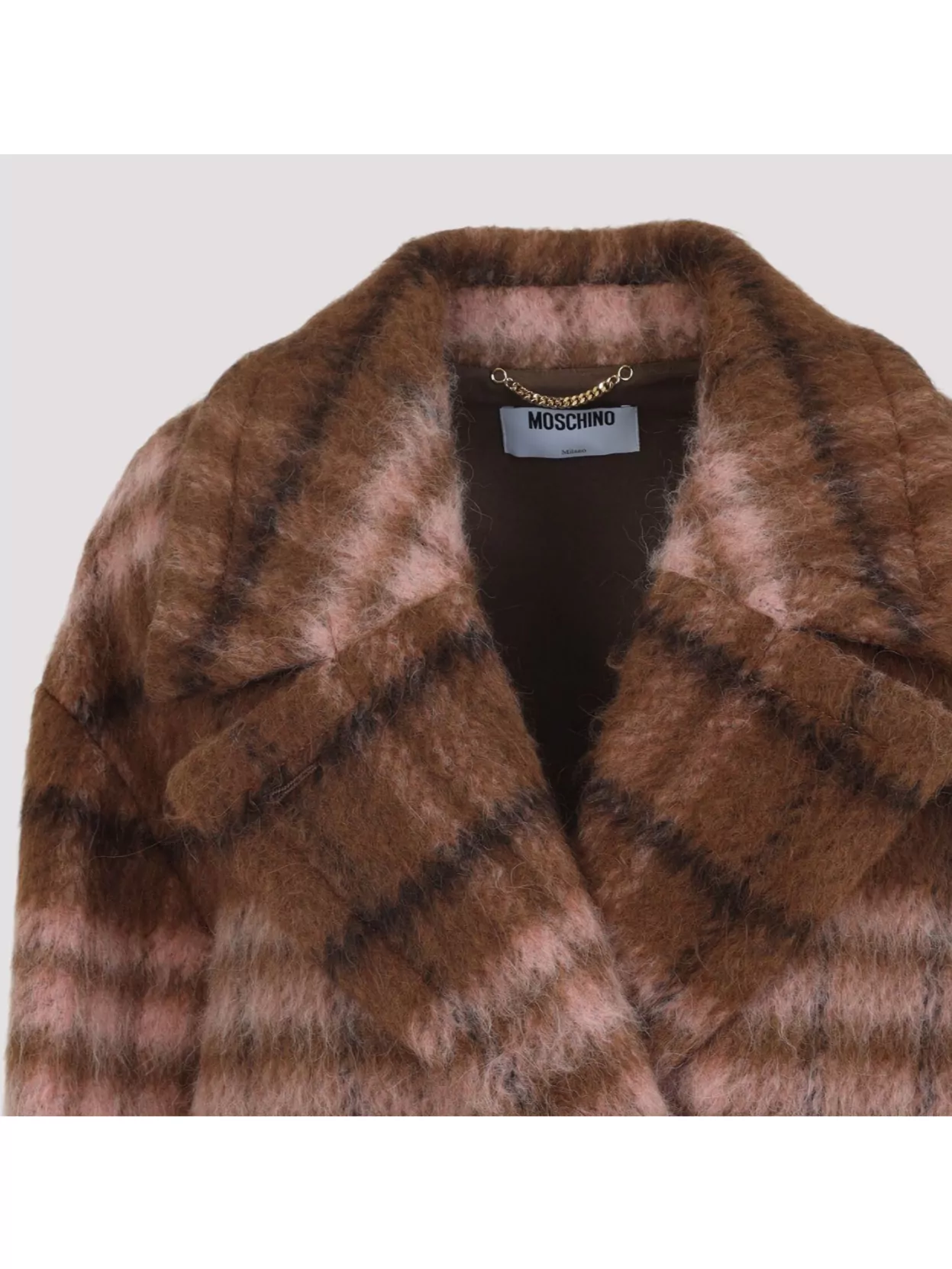 Moschino Double-breasted Plaid Coat With Warm Acrylic Blend In Multi