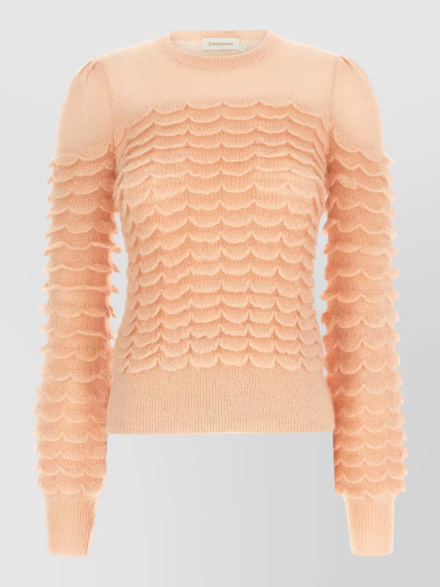 Zimmermann Mohair blend scalloped crewneck sweater