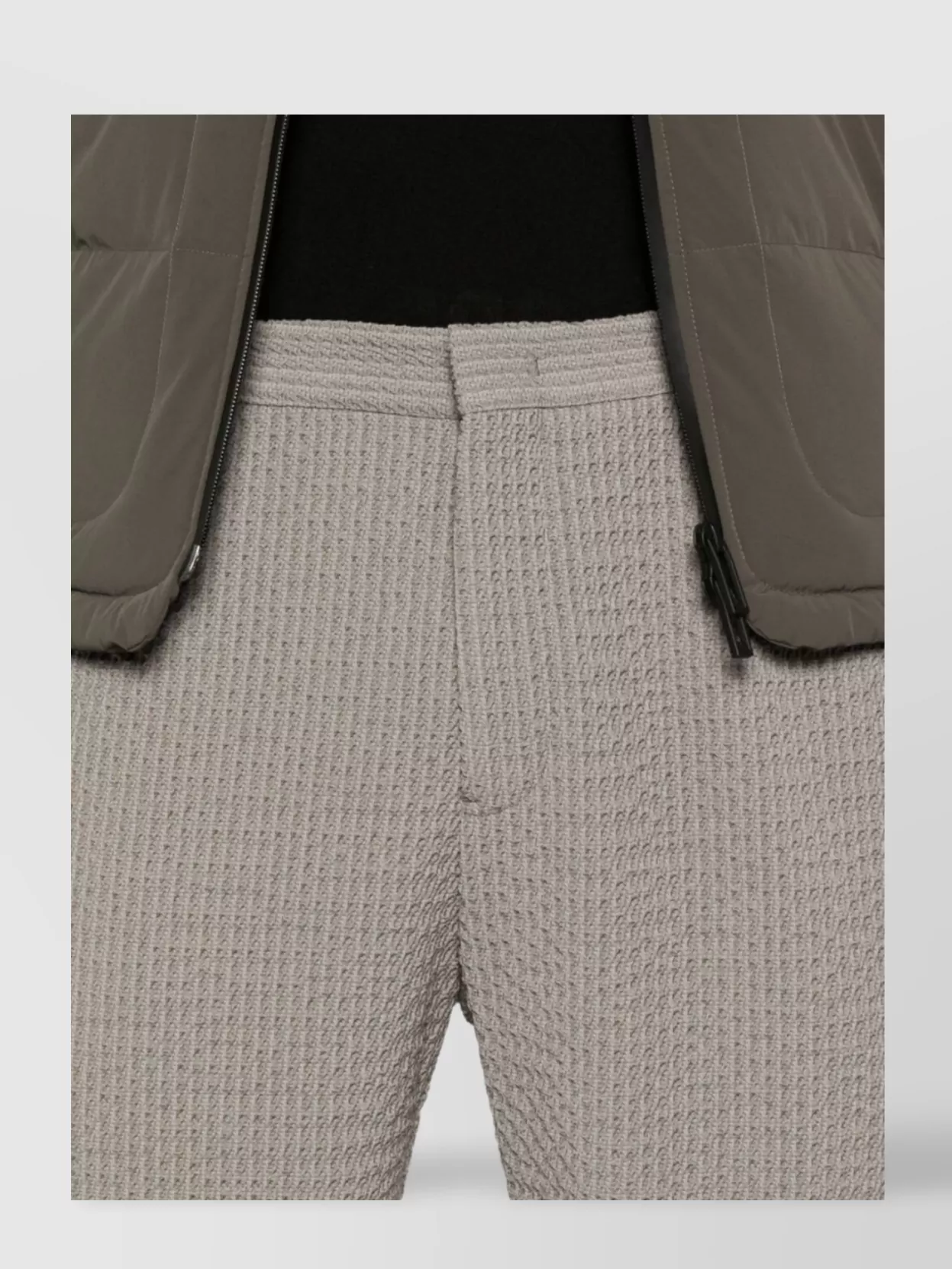 Emporio Armani Textured Wool Trousers Featuring Side Pockets