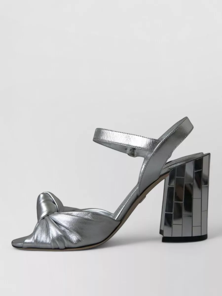 Dolce&Gabbana Leather Crystal-Embellished Knotted Ankle-Strap Sandals