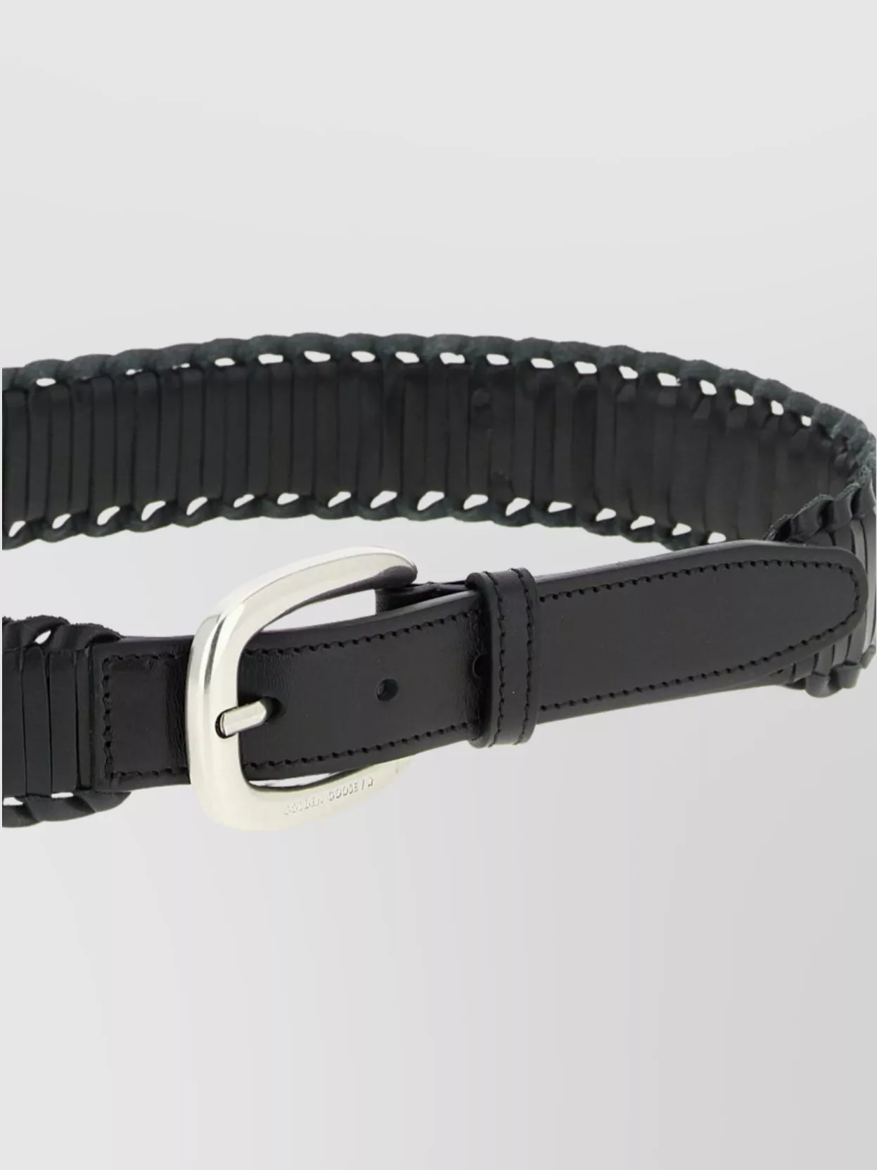 Golden Goose Woven Design Belt Silver Buckle