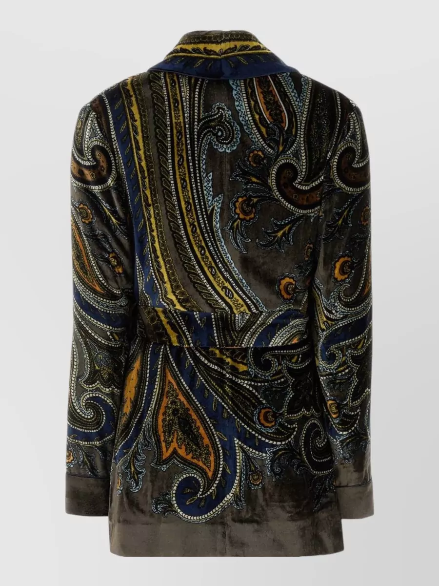 Etro Printed Velvet Single Breasted Coat