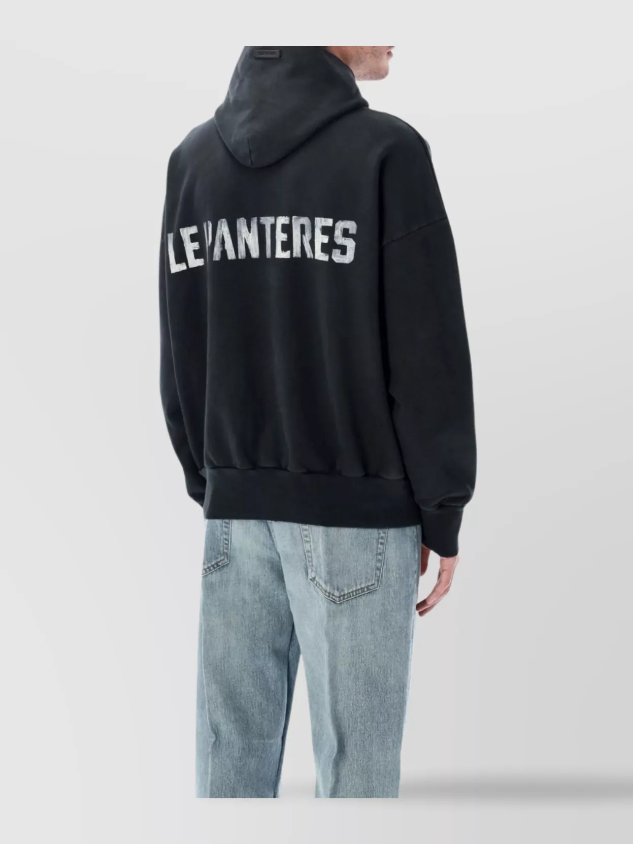 Fear Of God Panther Graphic Hooded Sweatshirt With Ribbed Cuffs In Black