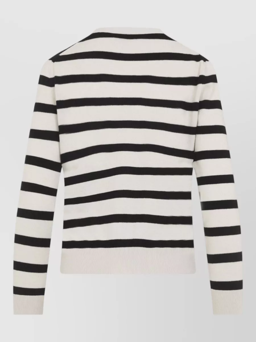 S Max Mara Striped V-Neck Wool Cardigan